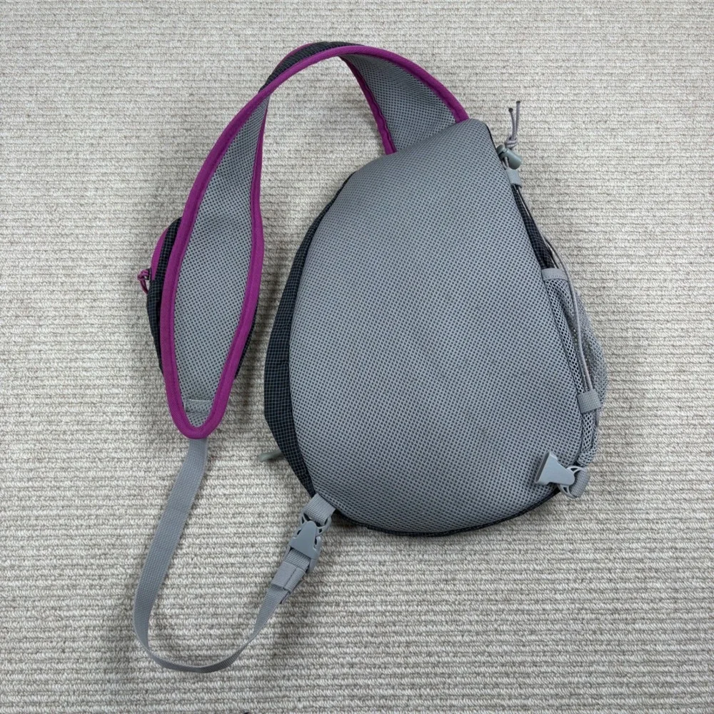 Eddie Bauer Sling Backpack Black Pink Ripstop Gorpcore Hiking Outdoor